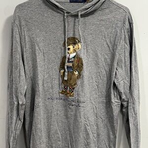 Ralph Lauren Gray Hoodie with Polo Bear Design